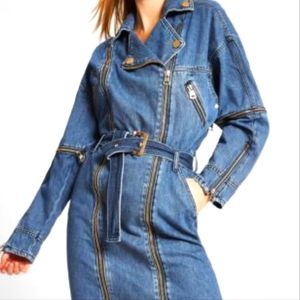 SIGNATURE Zipper Jean Dress Large L
